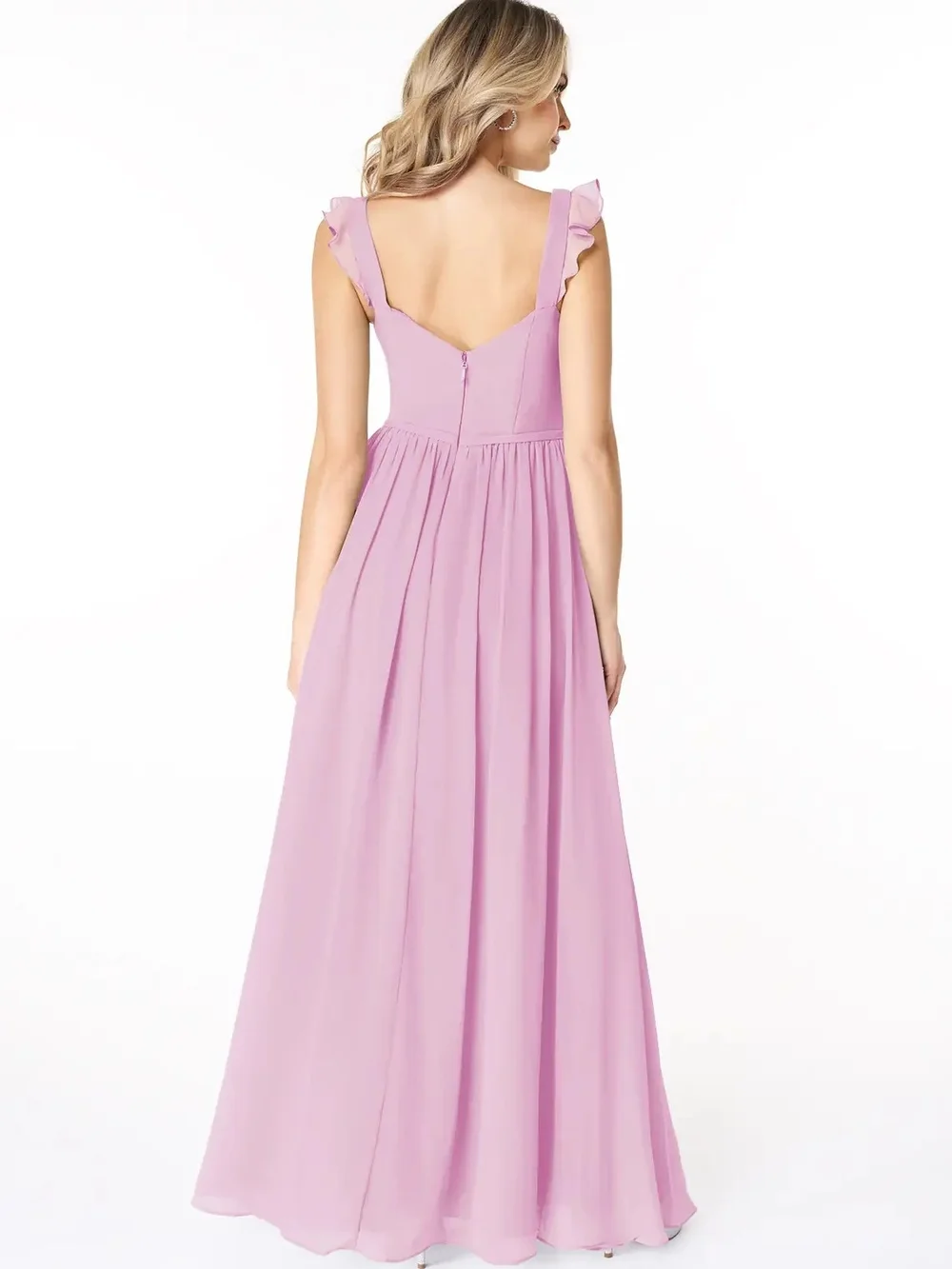 Azazie Stassi Sleeveless Mauve Ruffled Strap dress